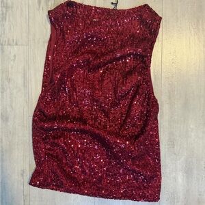NWOT Pull&Bear Burgundy Sequin Top